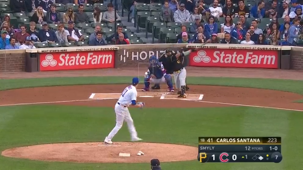 Andrew McCutchen and Carlos Santana both LAUNCH home runs to give the Pirates an early lead over the Cubs