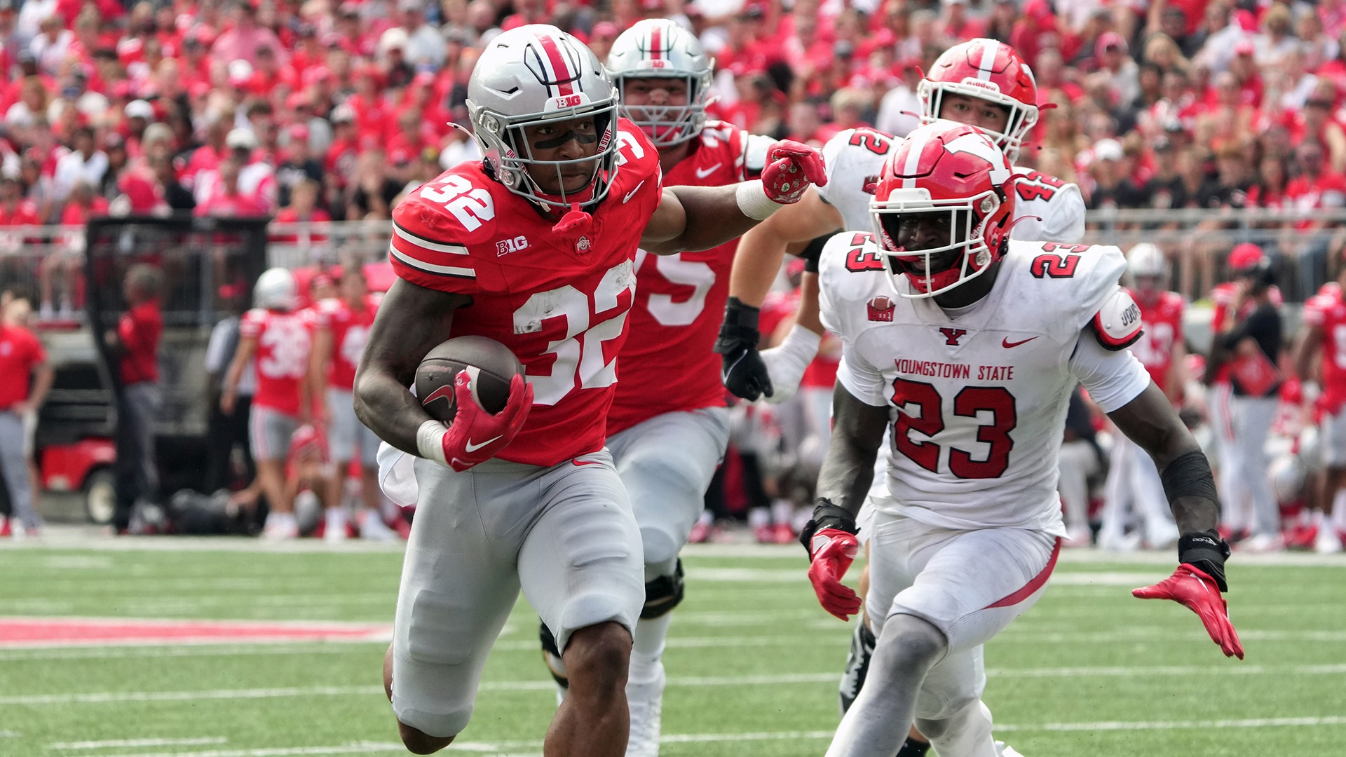 Ohio state’s TreVeyon Henderson and Chip Trayanum combine for 144 yards and three touchdowns in win vs. Western Kentucky