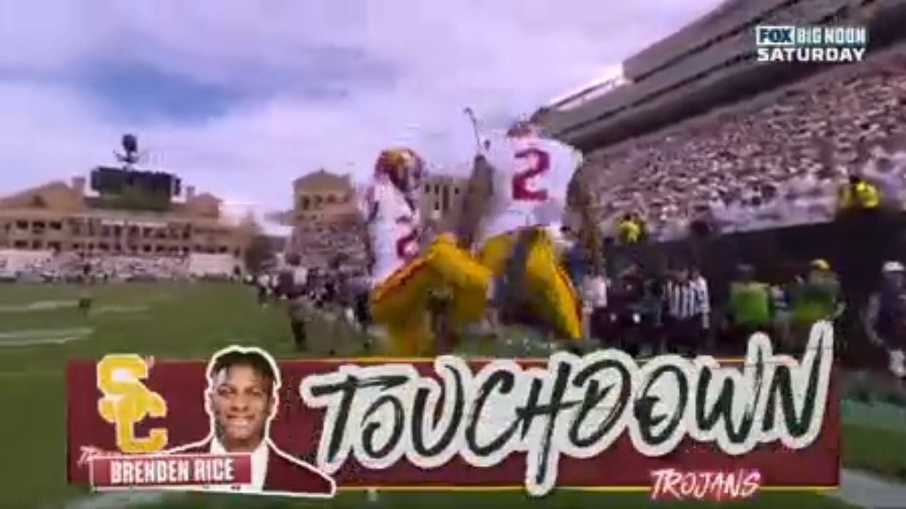 Caleb Williams throws to Brenden Rice for a 26-yard TD to extend USC’s lead against Colorado