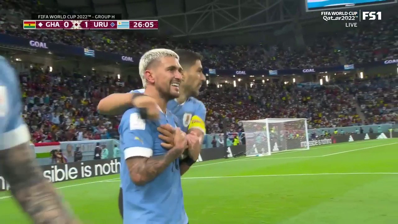 Uruguay's Giorgian De Arrascaeta scores goal vs. Ghana in 26' | 2022 FIFA World Cup